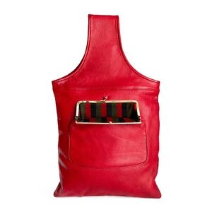 Bonnie Cashin for Coach Cream Tanned Leather Sling Bag Tote Red Vintage 1960s